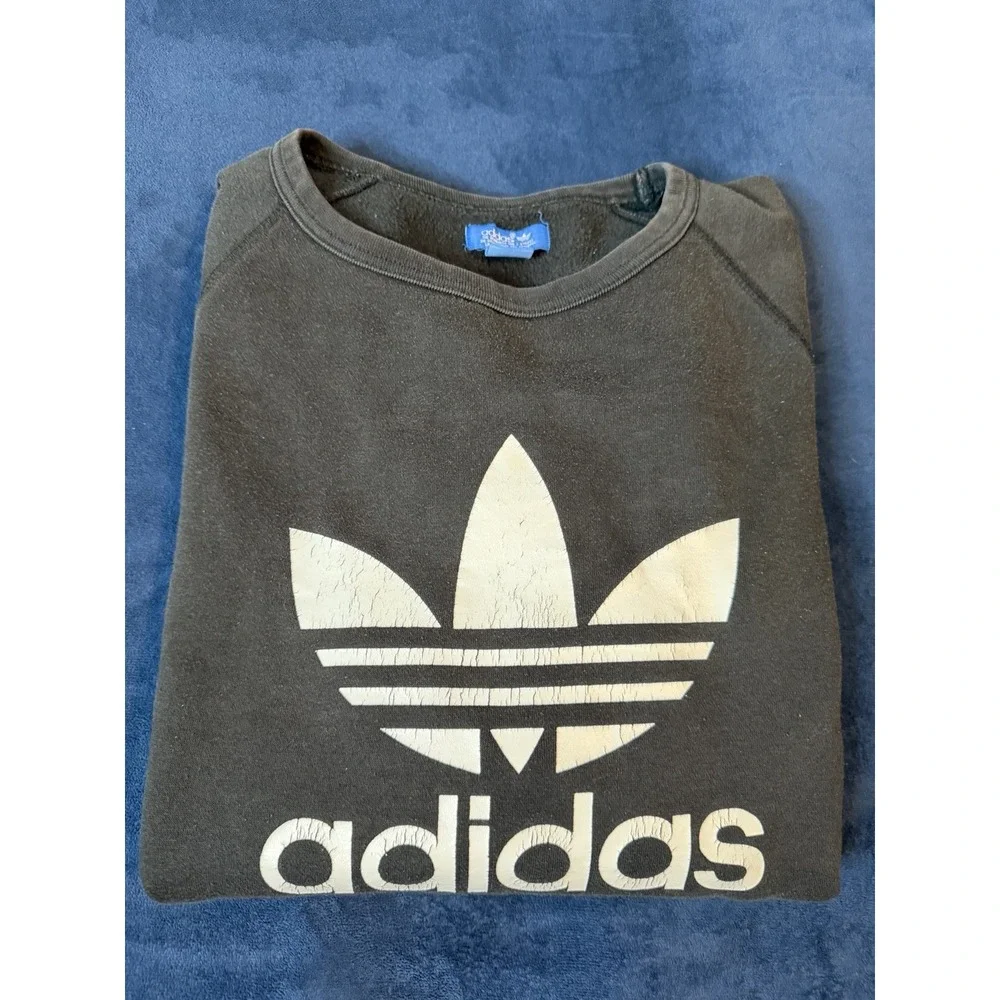 Adidas Originals Trefoil Black Crewneck Sweater Mens XL Pullover Sweatshirt